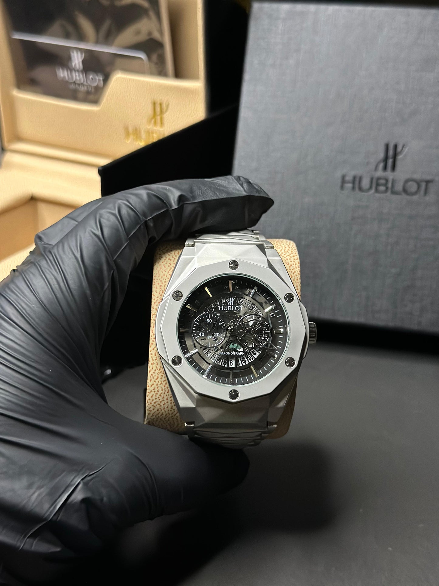 Hublot Cut Skeleton Black Dial